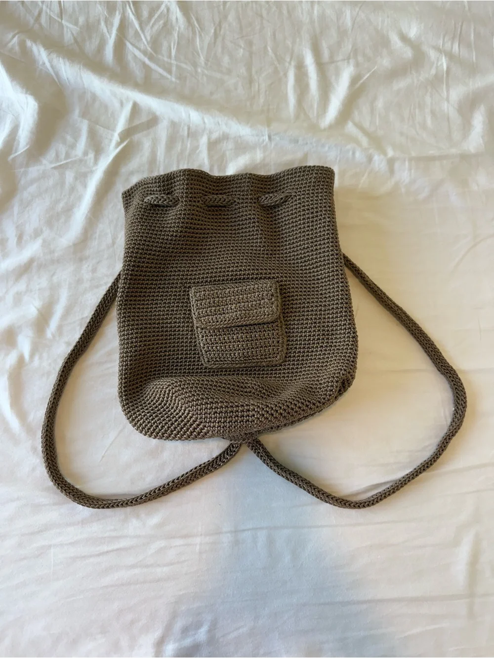 The Sak Taupe Crochet Backpack